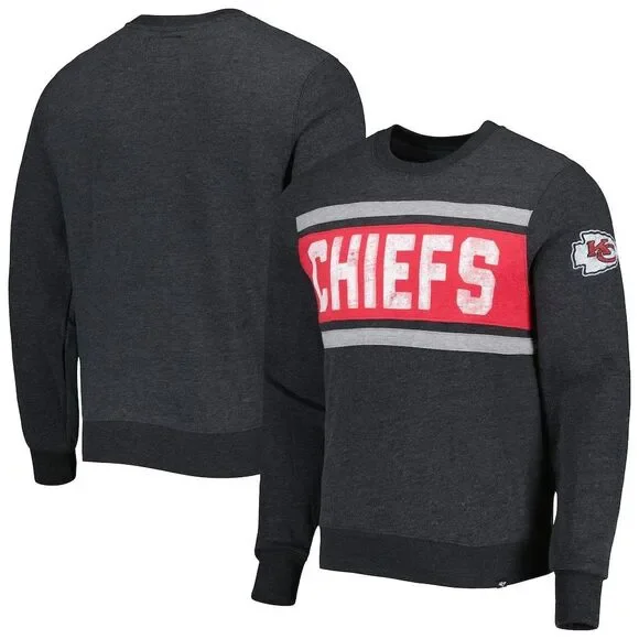 Kansas City Men's '47 Heathered Kansas City Chiefs Bypass Tribeca Pullover Sweat - Picture 10 of 10